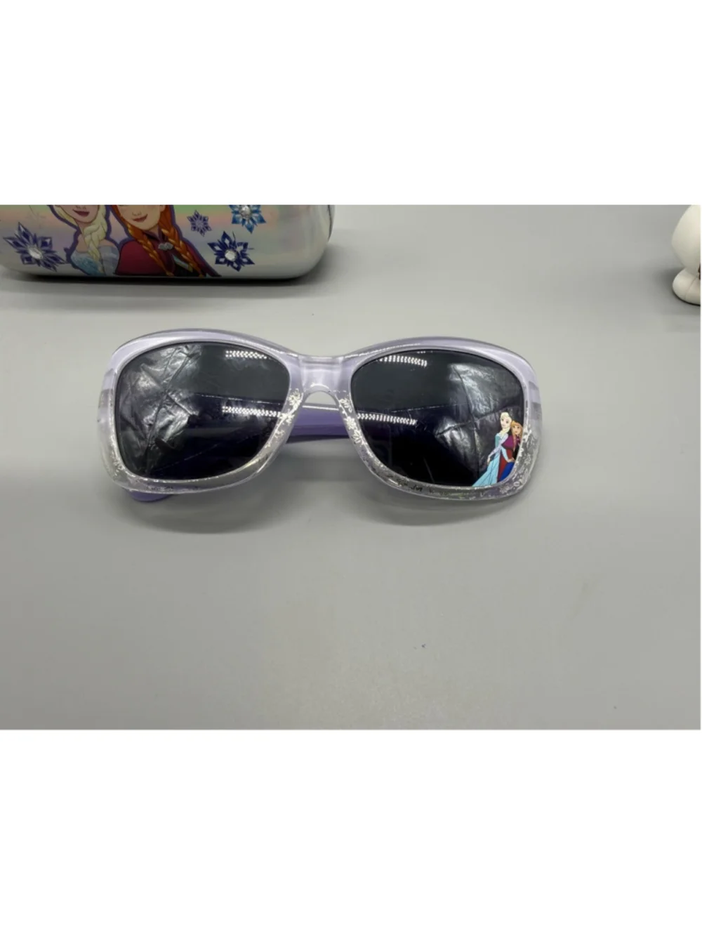 Disney Frozen Purple Silver Sunglasses & Case Holographic & Olaf Elsa Anna